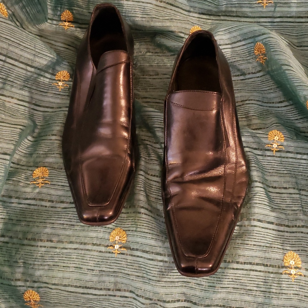 ALDO Cilda Mens Jet Black Leather Loafers – Venetian Slip-On – Size 44 - E.U.C.